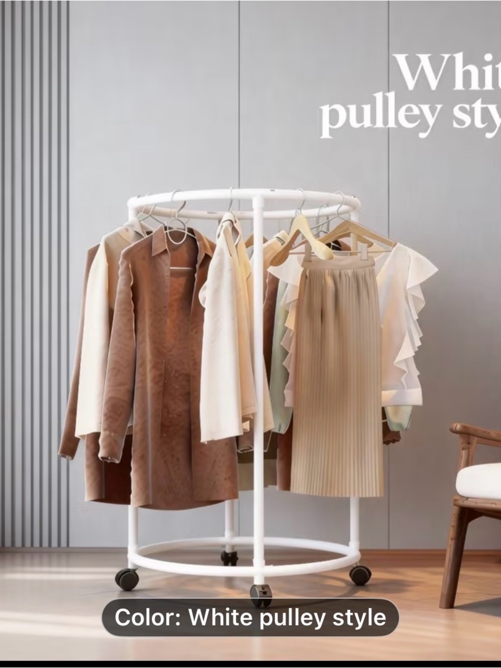 New Heavy-Duty Rotating Round Clothes Hanger & Drying Rack - White